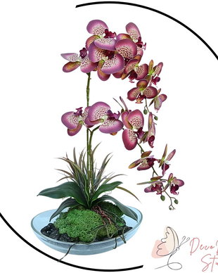 Orhidee tigrata artificiala in ghiveci de sticla BLOSS 60cm