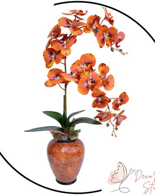 Aranjament floral orhidee artificiala in baza de sticla SARCO 70 CM