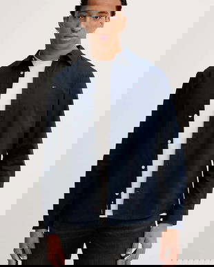 Tommy Jeans cămașă din bumbac culoarea bleumarin, cu guler clasic, regular, DM0DM22026