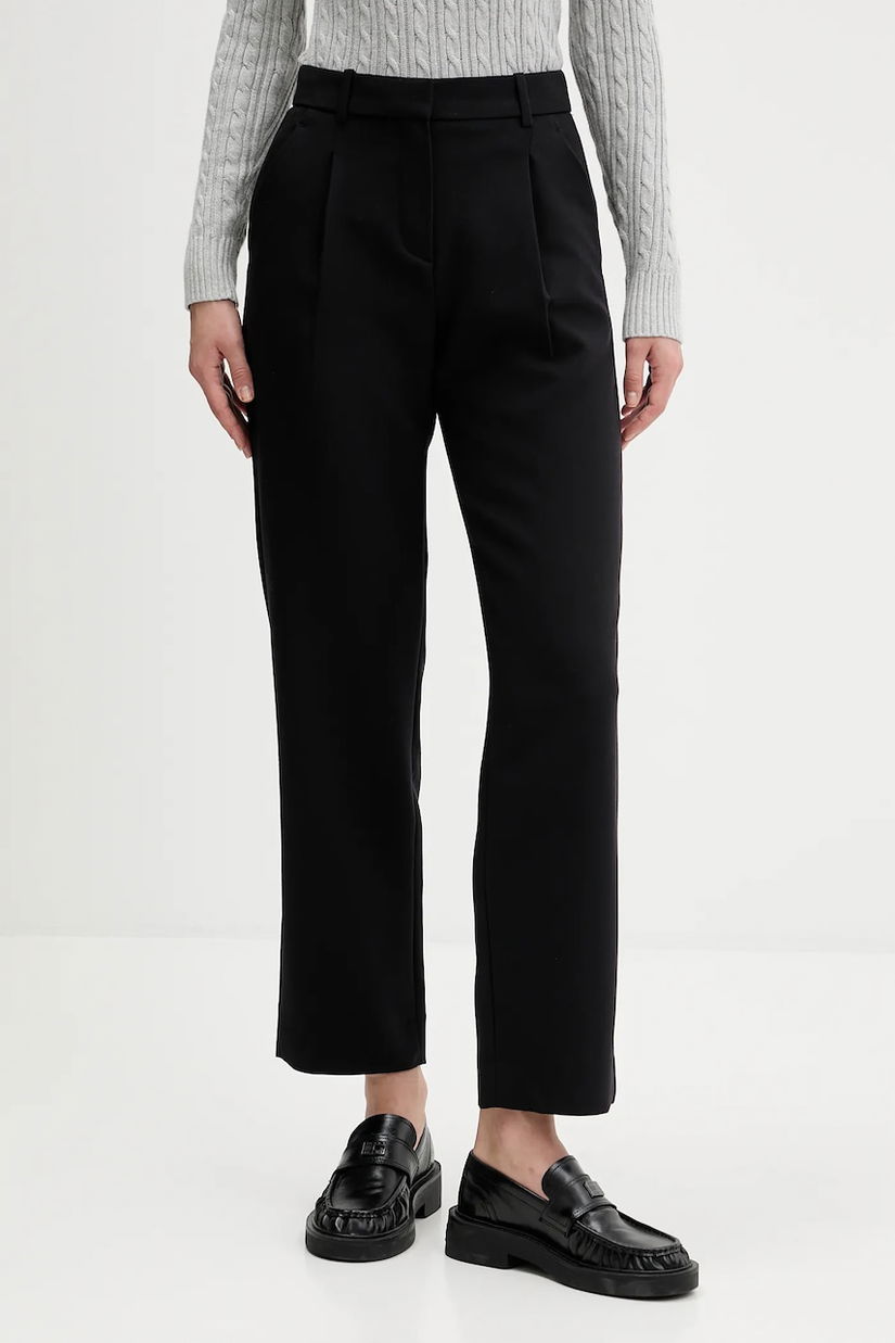 Abercrombie & Fitch pantaloni culoarea negru, drept, high waist, KI156-5521-900