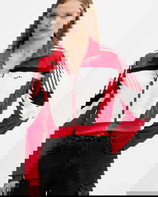 adidas Originals bluză Tracktop culoarea roșu, cu imprimeu, JY2387