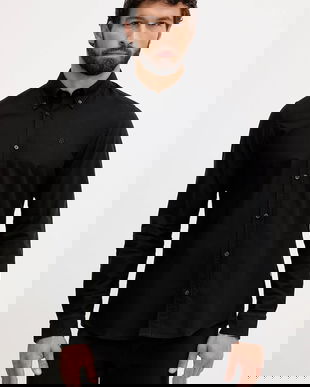 BOSS cămașă din bumbac culoarea negru, cu guler button-down, regular, 50544917