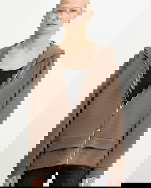 BOSS bluză culoarea maro, cu glugă, uni, 50548731