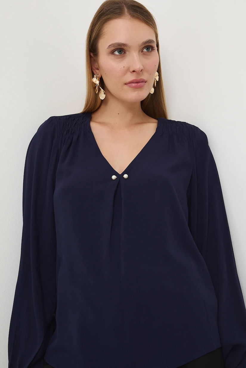 Medicine bluza culoarea albastru marin, neted