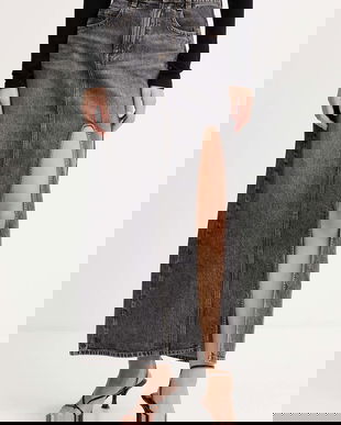 Miss Sixty fustă jeans culoarea gri, maxi, evazați, 6S3KJ40600