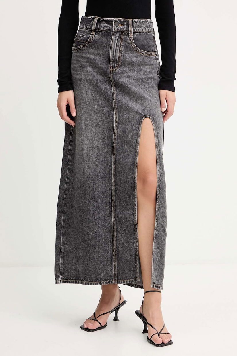 Miss Sixty fustă jeans culoarea gri, maxi, evazați, 6S3KJ40600