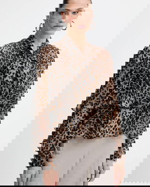 Marella bluză culoarea maro, cu imprimeu, 2523116114200