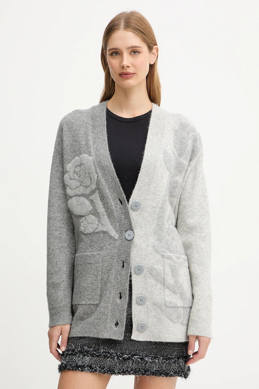 Blugirl Blumarine cardigan din amestec de lână culoarea gri, călduros, RF5156.MA870