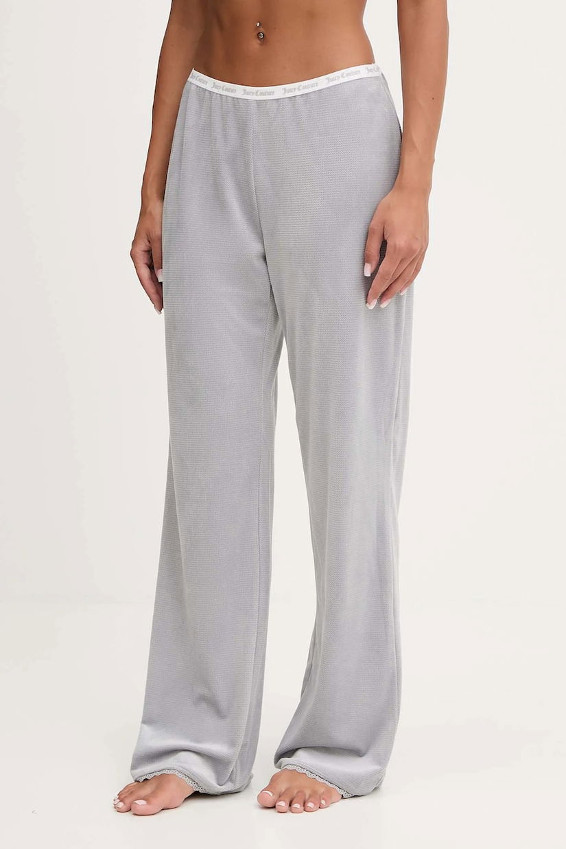 Juicy Couture pantaloni de lounge culoarea gri, drept, high waist, JCLBJ225508