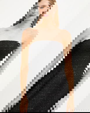 Bardot rochie culoarea negru, mini, evazați, 59333DB9