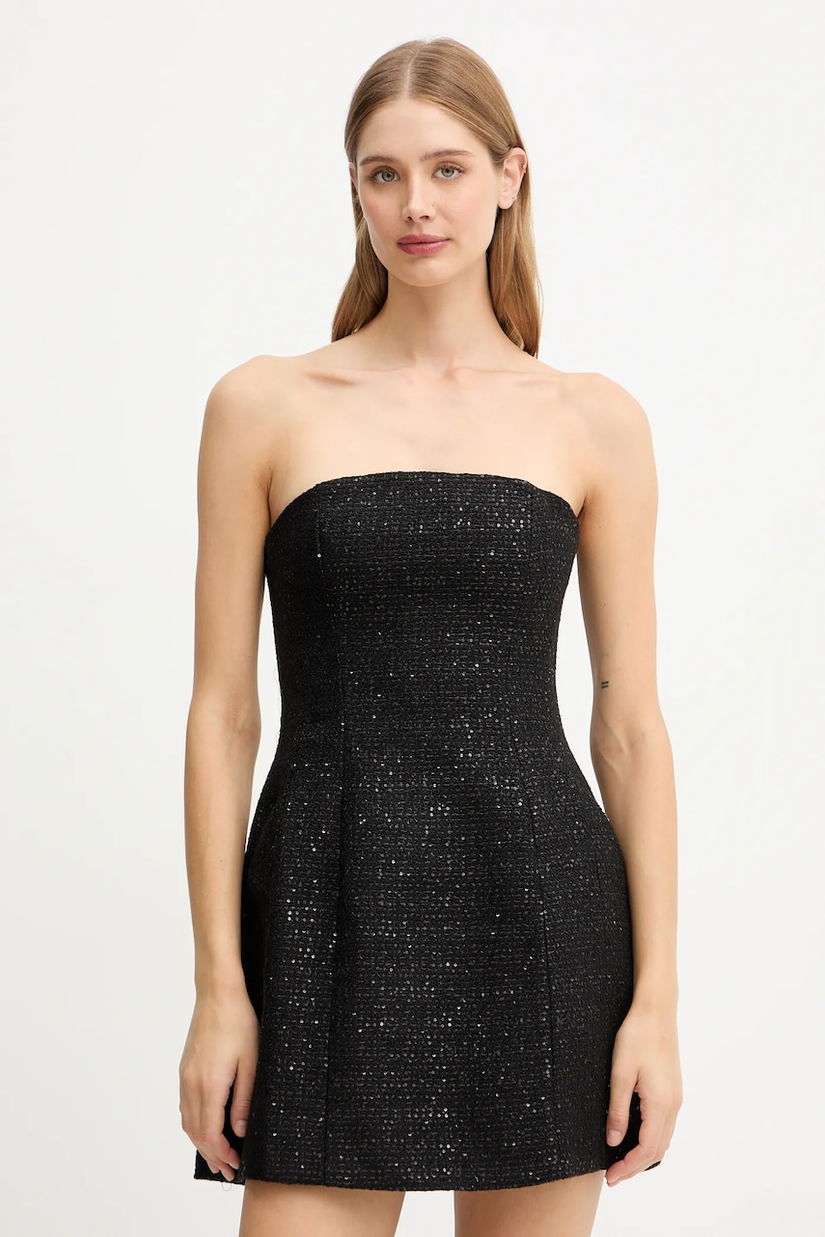 Bardot rochie culoarea negru, mini, evazați, 59333DB9