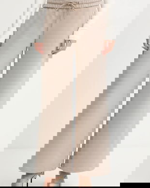 La Mania pantaloni de trening DIXI culoarea bej, uni, DIXI