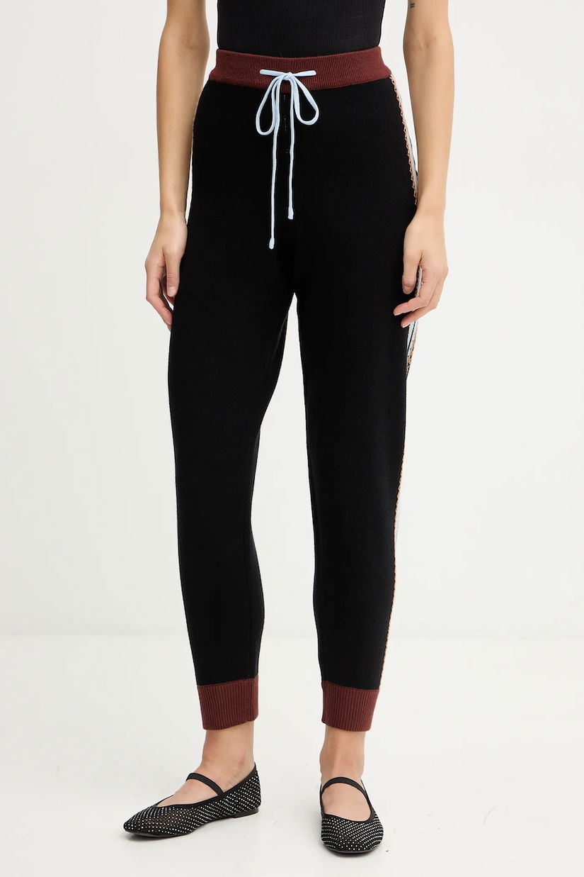 Never Fully Dressed pantaloni de trening culoarea negru, cu imprimeu, NFDKN710
