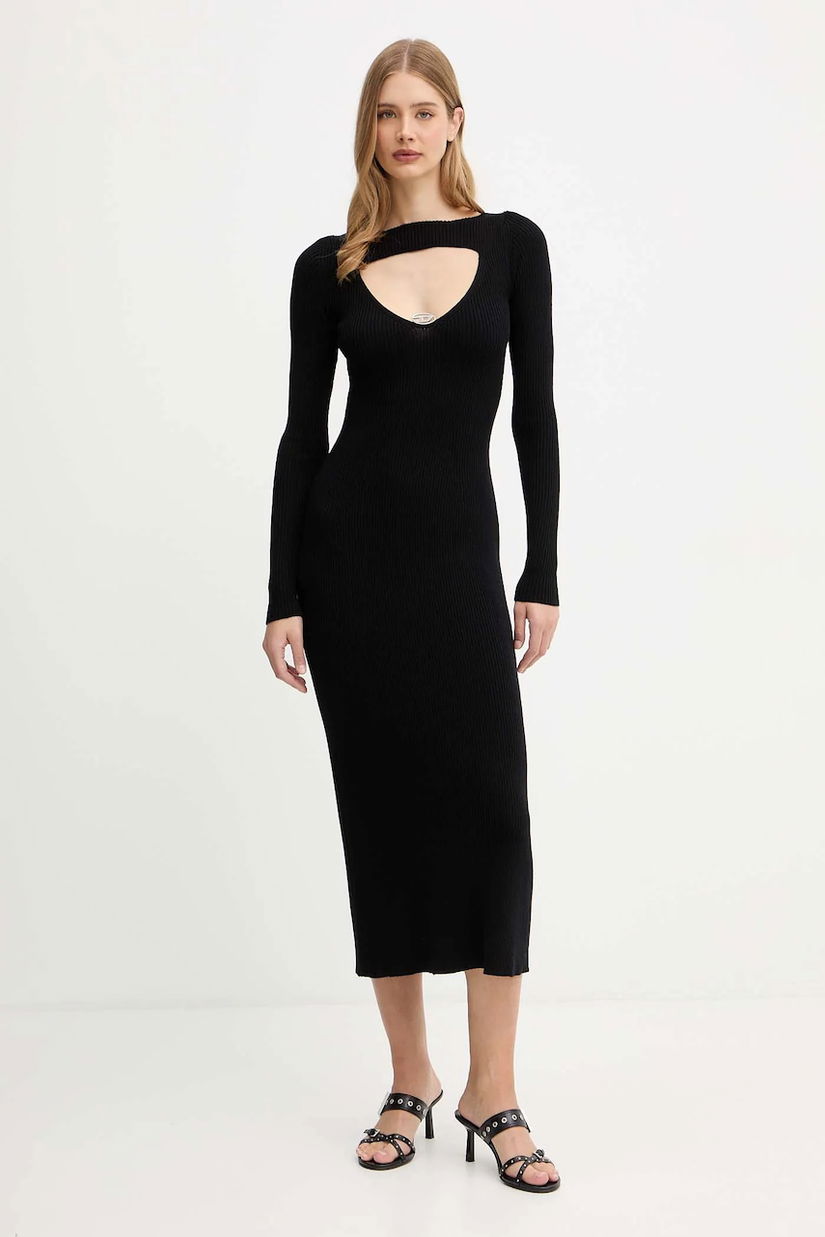 Diesel rochie din lână M-OLONI culoarea negru, maxi, evazați, A18905.0PLBF