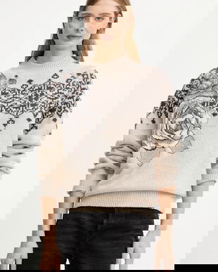 Blugirl Blumarine pulover de lână culoarea bej, călduros, cu turtleneck, RF5161.MS038