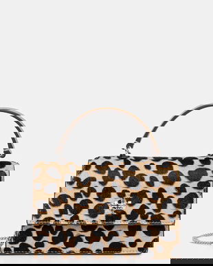 Tory Burch poșetă de piele Kira Haircalf Mini culoarea bej, 174399.250