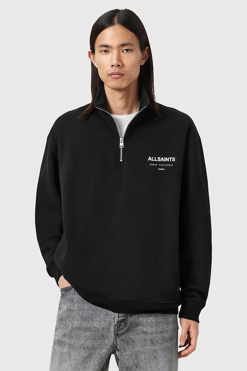 AllSaints hanorac de bumbac UNDERGROUND culoarea negru, cu imprimeu, M042NB