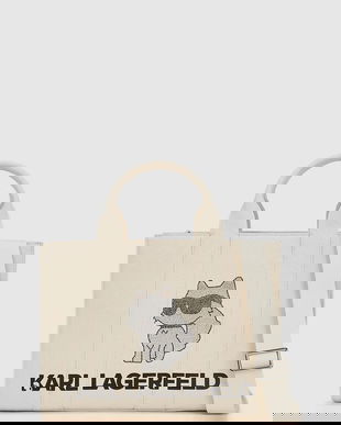 Karl Lagerfeld geantă de bumbac culoarea bej, A4W50053