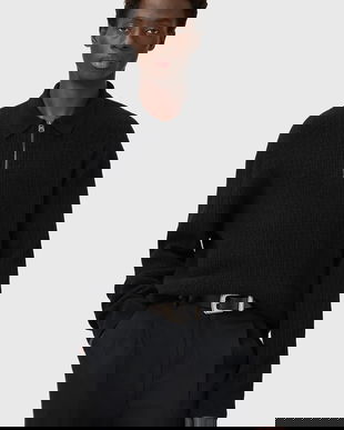 AllSaints pulover din amestec de lână de alpaca JAKOB culoarea negru, cu turtleneck, M007KD