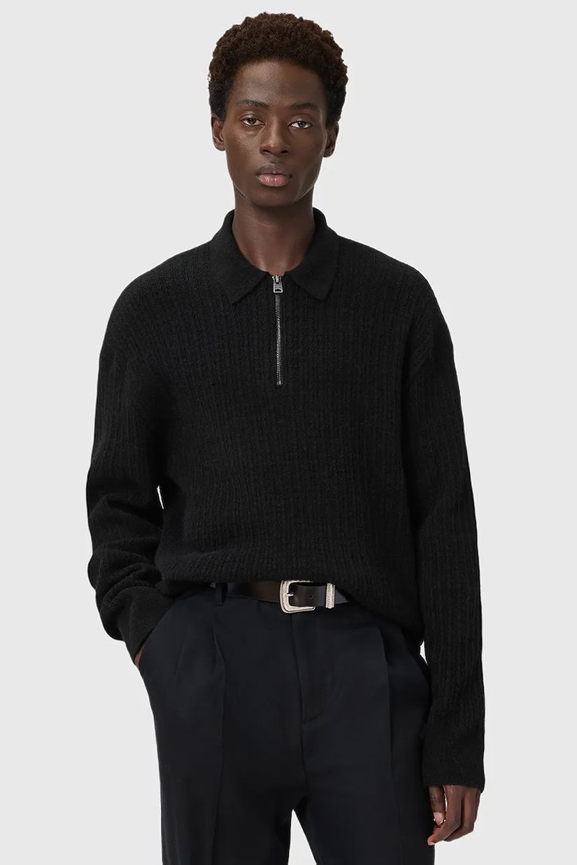 AllSaints pulover din amestec de lână de alpaca JAKOB culoarea negru, cu turtleneck, M007KD