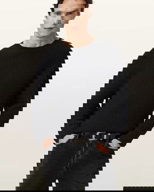 AllSaints pulover din amestec de lână de alpaca JAKOB culoarea negru, M008KD