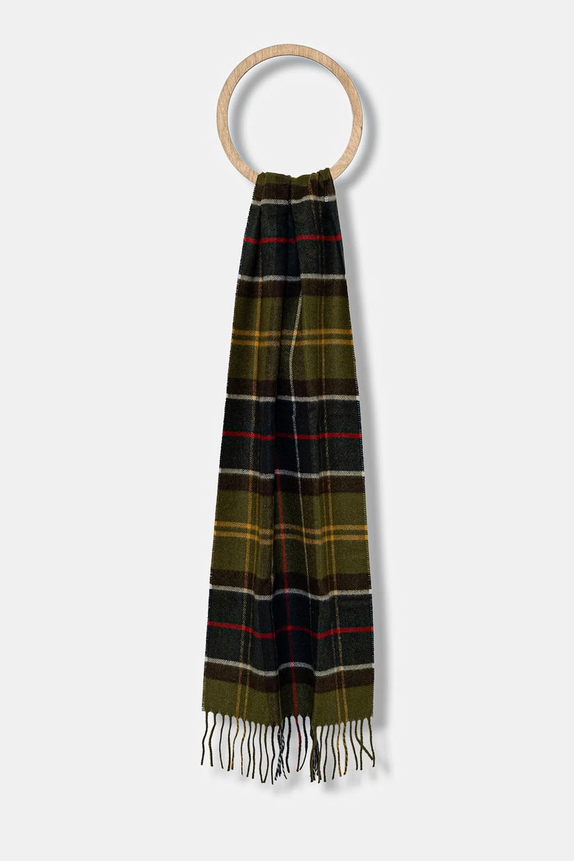Barbour esarfa din amestec de lana culoarea verde, modelator