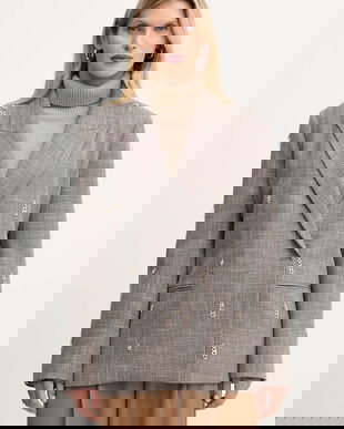 Simona Corsellini sacou culoarea maro, cu două rânduri de nasturi, A25CPGI00301