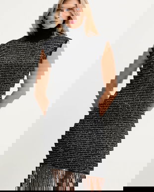 Simona Corsellini rochie culoarea negru, midi, mulată, A25CEABO5101