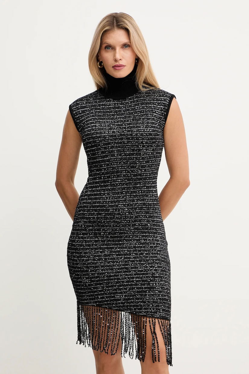 Simona Corsellini rochie culoarea negru, midi, mulată, A25CEABO5101