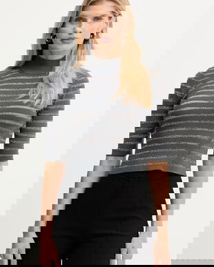 Simona Corsellini pulover culoarea gri, light, cu turtleneck, A25CPMGO1301