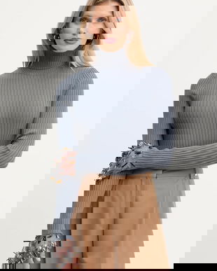 Simona Corsellini pulover culoarea gri, light, cu guler, A25CPMGP0401