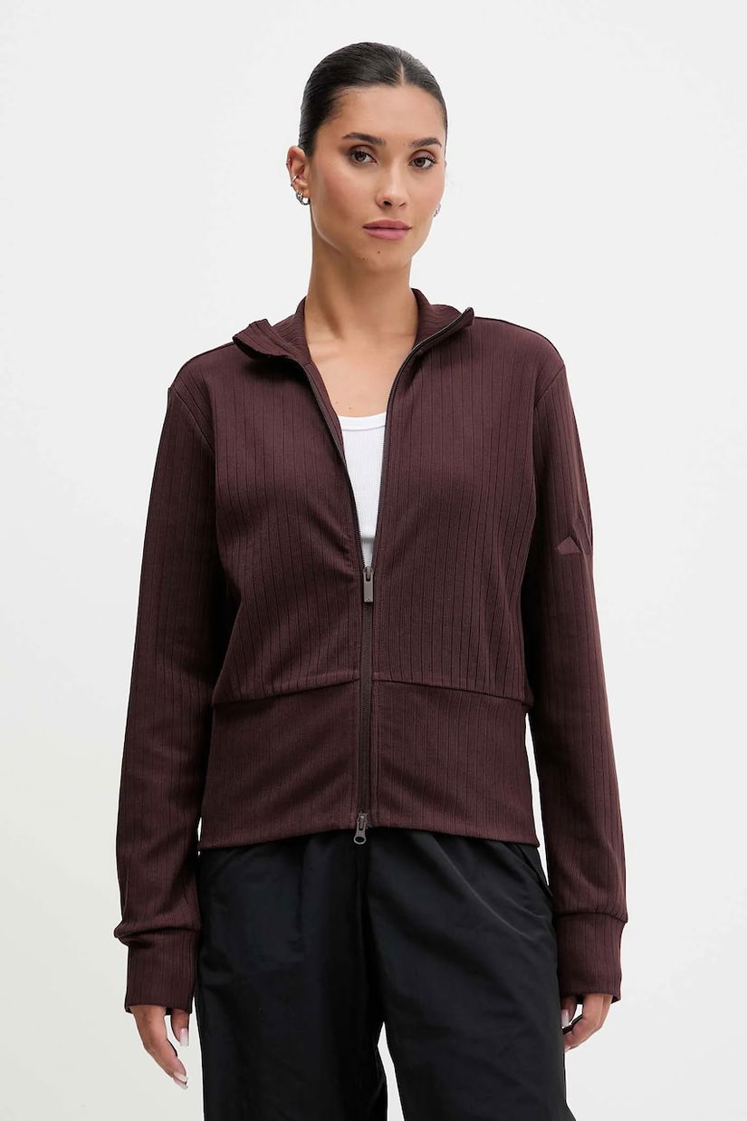 adidas bluză All Szn Winterized culoarea maro, uni, JM5947