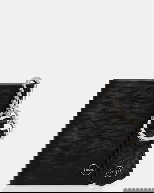 BOSS portofel de piele + breloc culoarea negru, 50552891