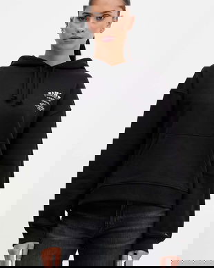 Tommy Jeans hanorac de bumbac culoarea negru, cu glugă, cu imprimeu, DW0DW21785