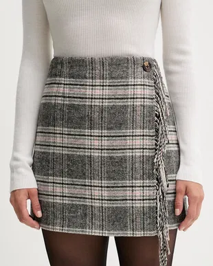 Pepe Jeans fusta din amestec de lână culoarea gri, mini, evazați, PL9011872