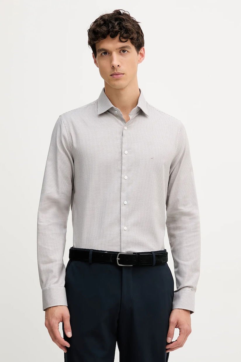 Michael Kors cămașă culoarea bej, cu guler button-down, slim, MK0DS01596