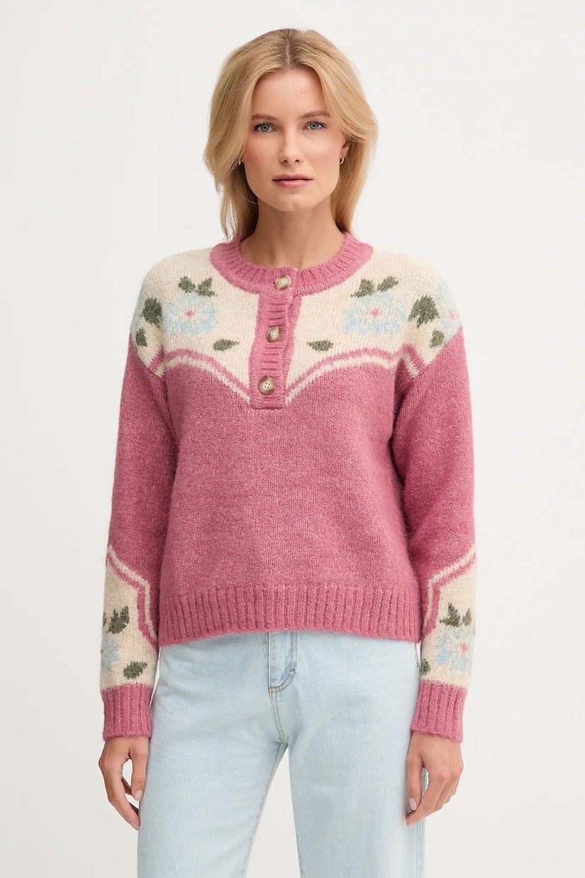 Pepe Jeans pulover din amestec de lână culoarea roz, călduros, PL7000041