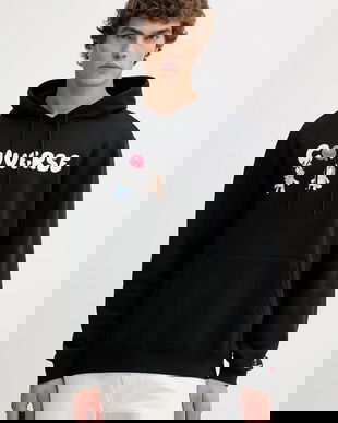 Converse bluză BLUEY culoarea negru, cu glugă, cu imprimeu, CVM5H501