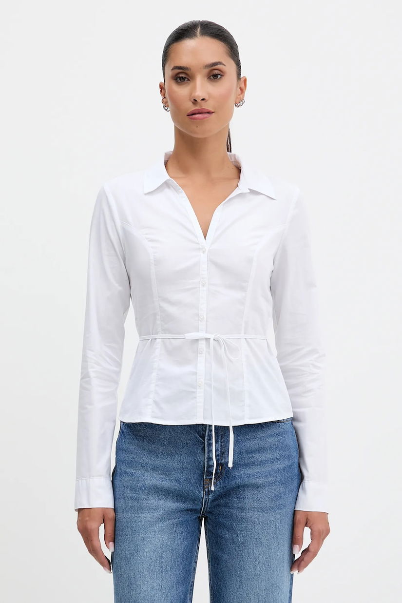 Hollister Co. cămașă culoarea alb, cu guler clasic, slim, KI340-5442