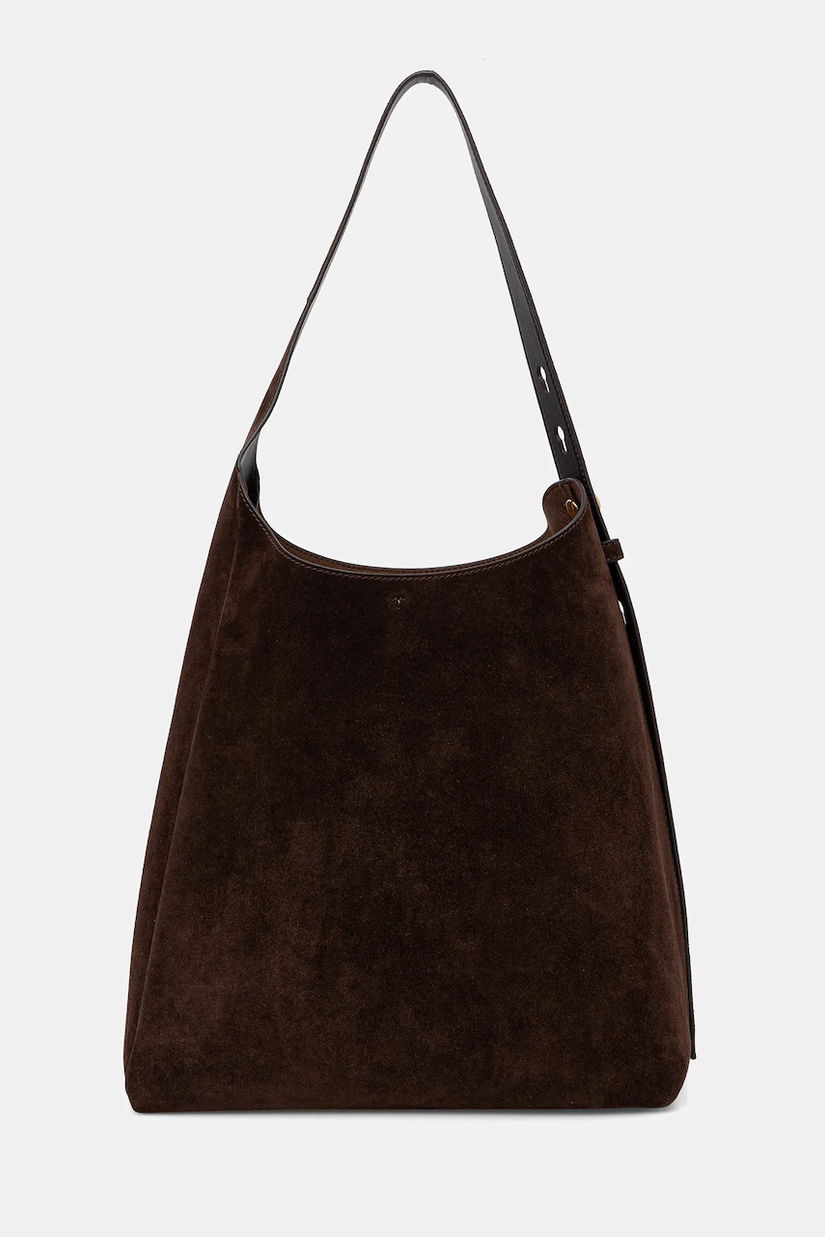 Tory Burch geantă de mana din piele întoarsă Romy Suede Hobo Bag culoarea maro, 175320.201