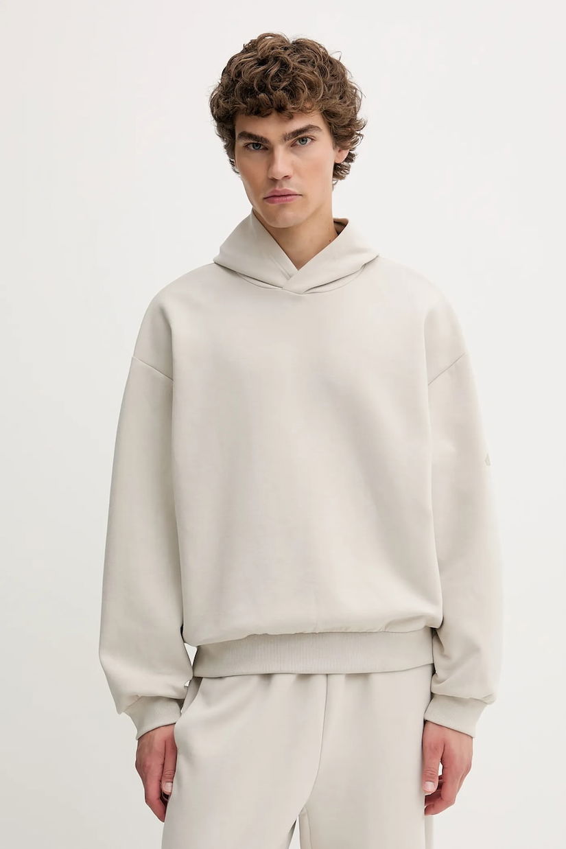 adidas bluză Soft Lux culoarea bej, cu glugă, uni, KB8088