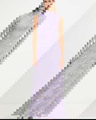 Rotate rochie culoarea violet, maxi, mulată, 1147971429