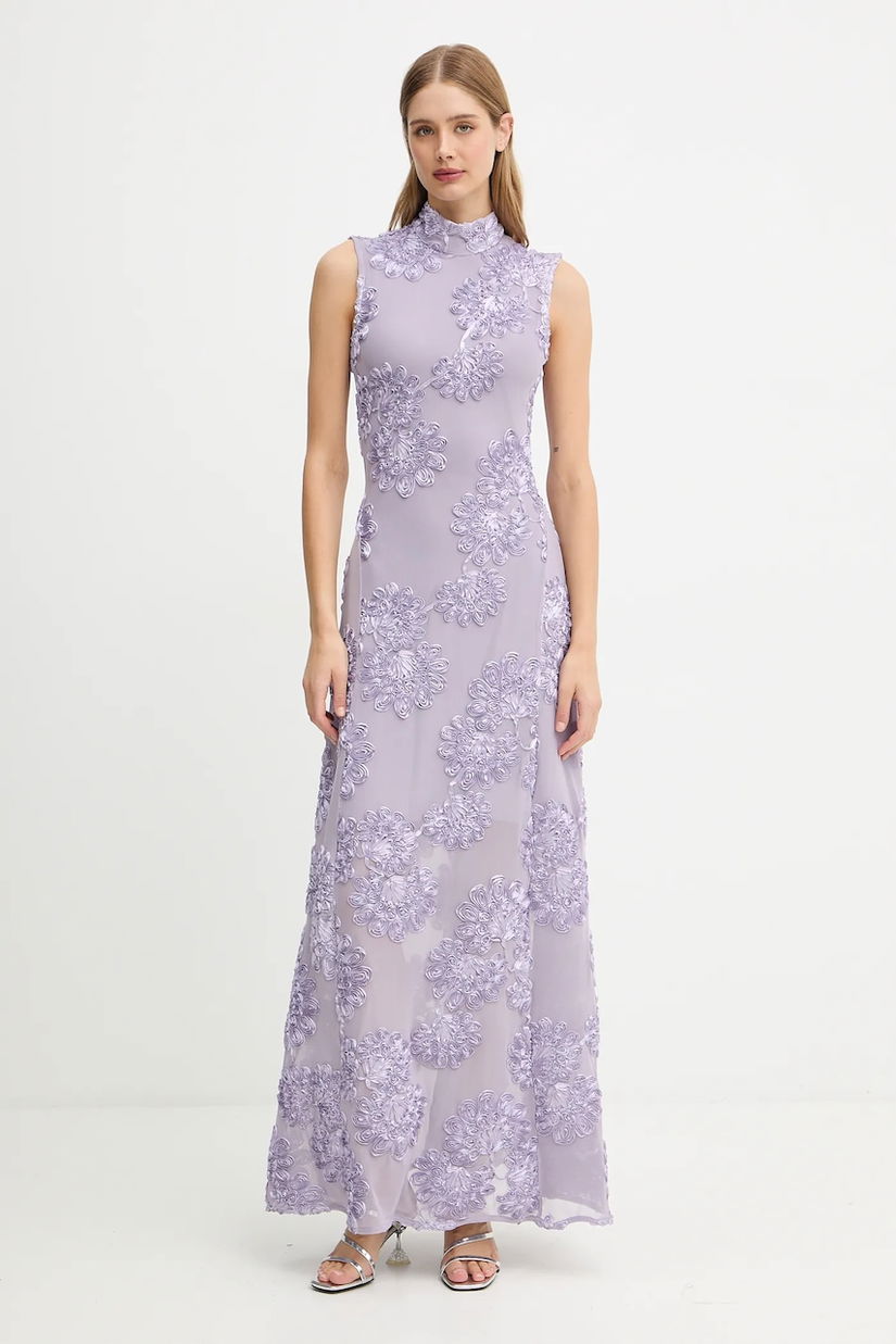 Rotate rochie culoarea violet, maxi, mulată, 1147971429