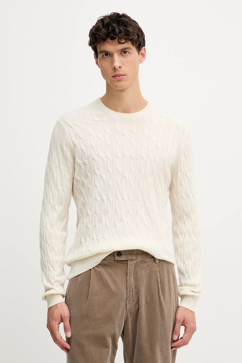 Hackett London pulover de lână culoarea alb, light, HM7000079