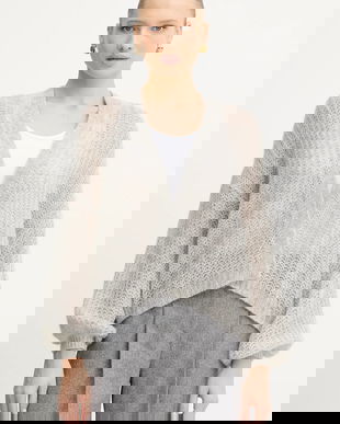 BOSS Orange cardigan din amestec de lână culoarea bej, light, 50545878