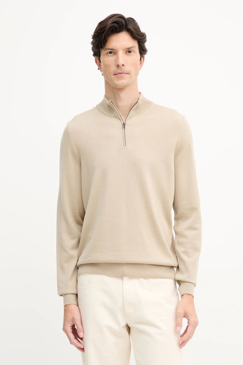BOSS pulover de lână culoarea bleumarin, light, cu turtleneck, 50528300