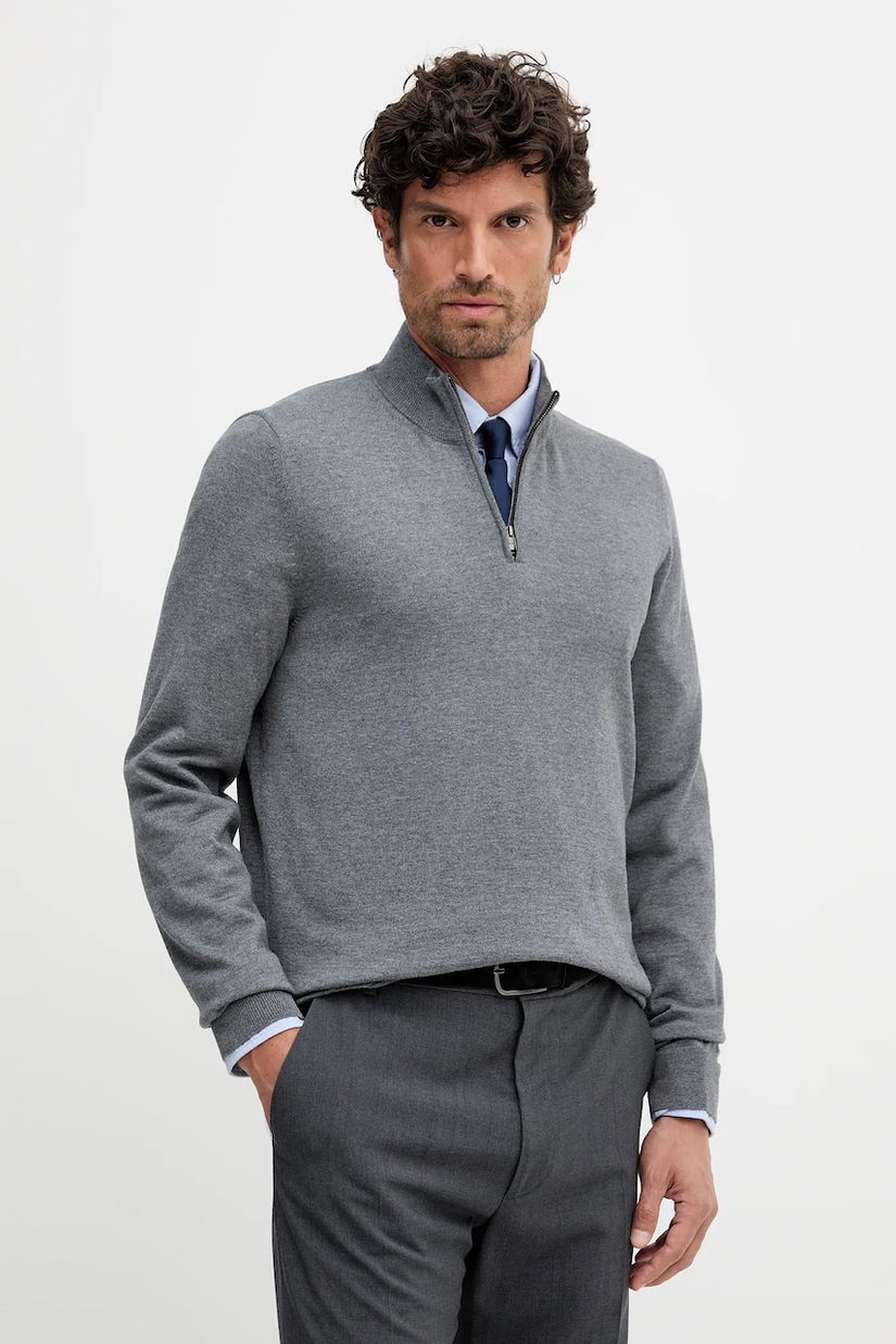 BOSS pulover de lână culoarea bleumarin, light, cu turtleneck, 50528300