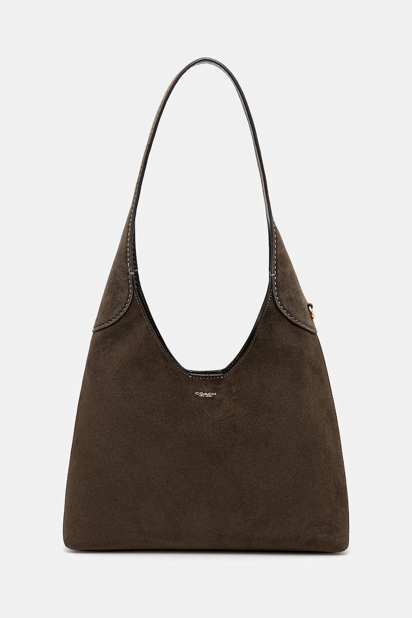 Coach geantă de mână din piele întoarsă Brooklyn culoarea verde, CW637