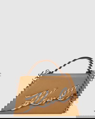 Karl Lagerfeld poșetă de piele K/SIGNATURE culoarea bej, A1W30036