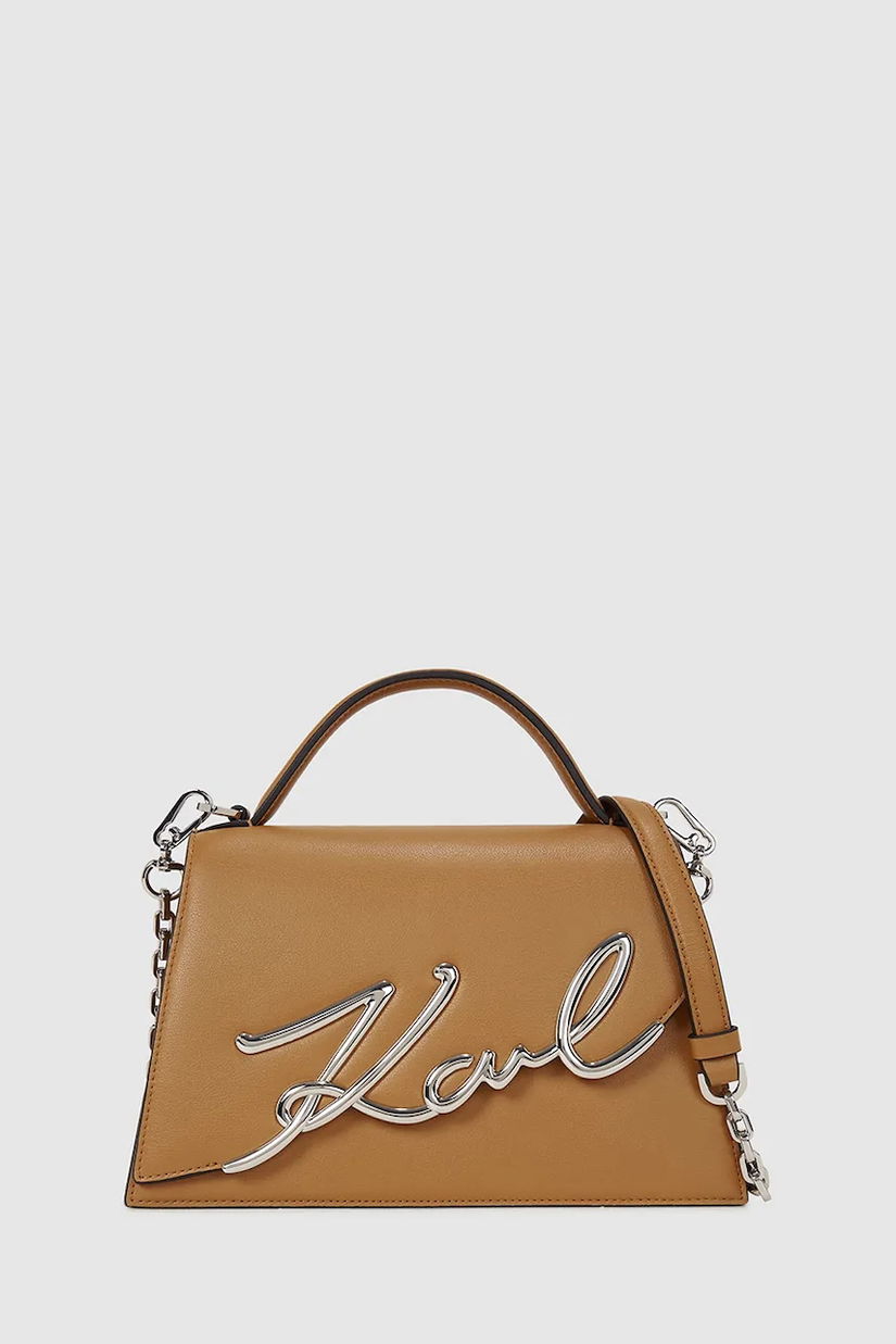 Karl Lagerfeld poșetă de piele K/SIGNATURE culoarea bej, A1W30036